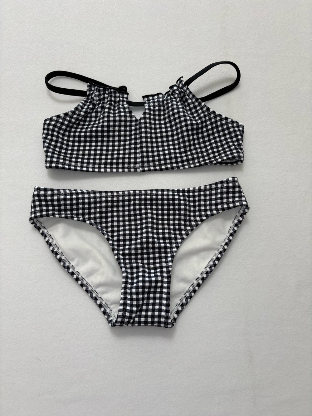 art class Black & White Gingham Two-Piece Kids Swim Set